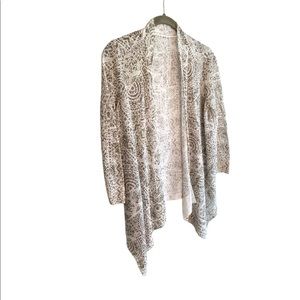 Women’s Lightweight, 3/4 Sleeve, White & Sage Green, Knit Cardigan (smal…